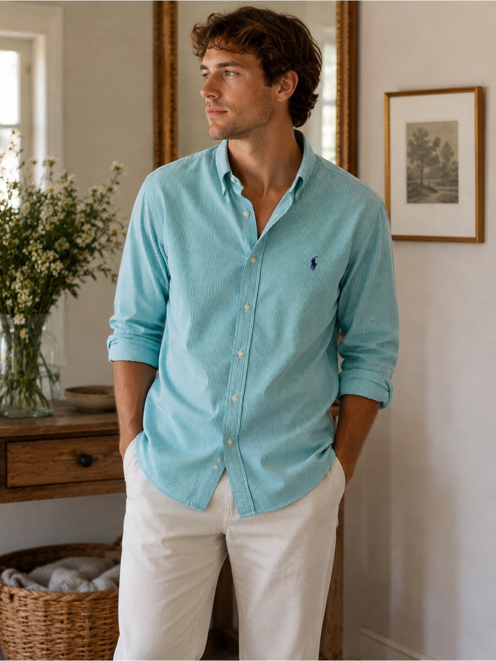 Ralph Lauren Light Teal green Button-Down Shirt - Picture 3 of 7